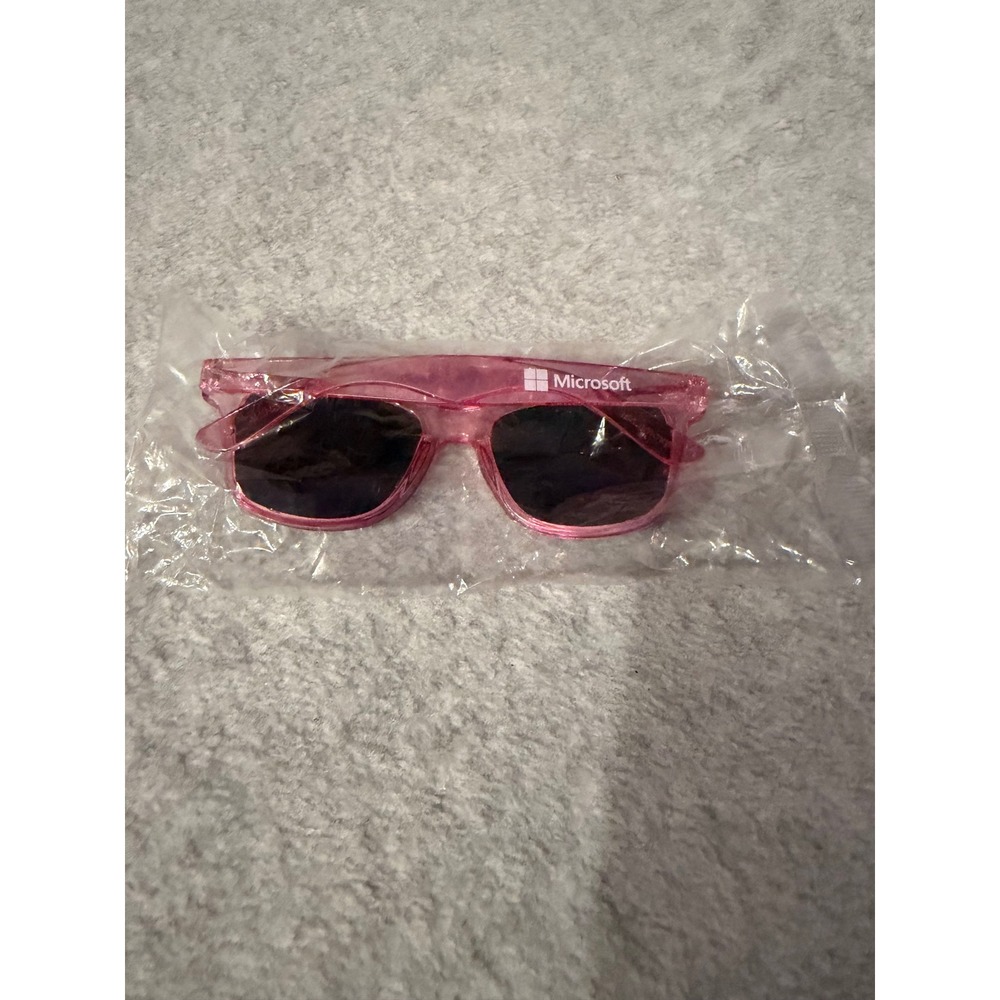 Microsoft Sunglasses Pink Translucent Logo Promo Tech Swag Wayfarer Style NWT